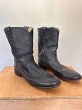 Justin Roper Boots 11.5D Black Leather Western Style 3025 picture