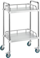 VEVOR Lab Rolling Cart, 2-Shelf Stainless Steel Rolling Cart, Lab Serving Cart picture