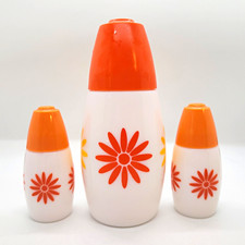 Vintage Gemco Orange Daisy Shakers Sugar Dispenser Flower Power Mod Groovy Retro picture
