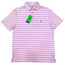 NWT S Izod Golf Swingflex Elite Pink Striped Stretch Polo Shirt UPF 50 NEW picture