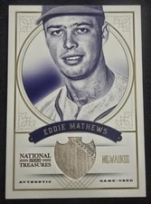 2012 National Treasures EDDIE MATHEWS Game Used Jersey/Patch #47 1/5 SSP 🔥 🔥  picture