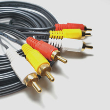 10ft 3-RCA Red White Yellow Composite Audio Video AV Cable Cord VCR DVD TV picture