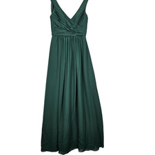 Sorella Vita Size 12 Green Chiffon V-Neck Floor Length Formal Gown Bridesmaid picture