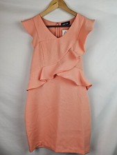 Fab'rik Women's Dress Size Large Peach Sleeveless Ruffle Cocktail Dress picture