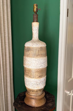 Vintage MCM Italian Ceramic Table Lamp Zaccagnini Style Sgraffito Mid Century picture