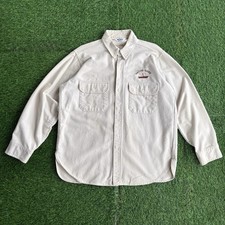 Vintage 70s Woolrich Chamois Flannel Button Up Shirt Men’s L Beige Made In USA  picture