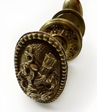 Antique Vintage Beautiful Louis XVI Oval Bacchus-style Brass Door Knob Set Spain picture