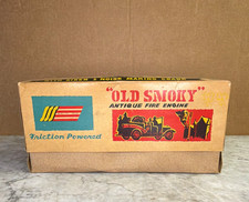 SSS Old Smoky Tin Friction Fire Engine Toy w/ Box Vintage 1975 picture