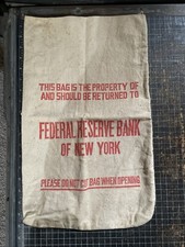Vintage Federal Reserve Bank of New York Canvas Deposit Bag - Roughly 20 X 12 picture