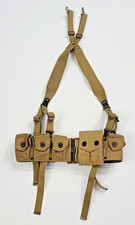 Original 1918 Ammo CARTRIDGE BELT, 1907 Pouch & 1941 Suspenders, Named WW2 issue picture