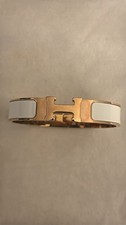 Hermès Clic H bracelet rose gold white enamel pre owned w out box picture