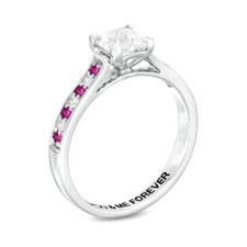 5.0mm Princess-Cut Lab-Created White and Pink Sapphire Engravable Alternating... picture