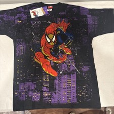 Vintage Rare 1998 Spider Man AOP Balzout T Web Slinger City Scape L NOS #106 picture