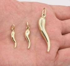 CORNICELLO ITALIAN HORN Real 10K Yellow Gold Pendant Good Luck Charm All Sizes picture