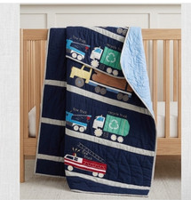 Handmade The Busy Road Embroidered Hand Stitch Baby/Toddler Cotton Crib Quilt picture