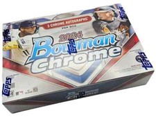 2024 BOWMAN CHROME BASEBALL HOBBY HTA BOX - 3 AUTOS/BOX - BRAND NEW SEALED QTY picture