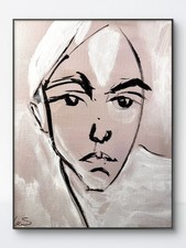 SAMATOWIC Original 11x14 Modern Minimalist Portrait Face Painting Signed Canvas picture