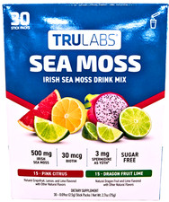 TruLabs Sea Moss Drink Mix Powder Pink Citrus and Dragon Fruit Lime 30 Ct ED7/27 picture