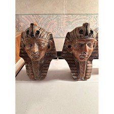 Vintage Luxardo King Tut Egyptian Revival Ceramic Decanter Pair Italy 1970s picture