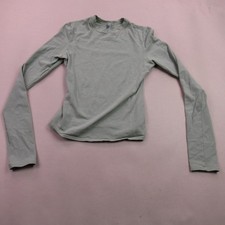 SKIMS Women's Small S Sage Green Cotton Blend Long Sleeve Crewneck Crop Top picture