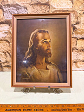 Vintage 1941 Warner Sallman Head of Christ Jesus Kriebel & Bates Lithograph Fram picture