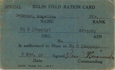 1946 Eglin Field Ration Card-Pfc. Angeline DeMenno APGC Form 3087 WAC picture
