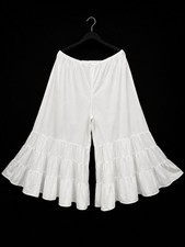 Blair Women’s XLG  Wide Leg White Bloomers Pants Tiered Elastic Waist Below Knee picture
