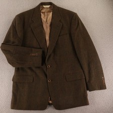 VTG Evan Picone Jacket L 44R Brown Gun Club Check 100% Wool Tweed Made in USA picture