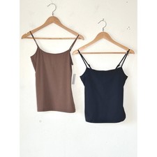NEW J.Crew Loft Cami Tops Size Small Set of 2 Brown Black (has shelf bra) picture