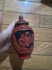 Carved and Lacquered Chinese Ginger Jar Vintage picture