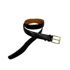 Trafalgar Belt Mens 34 Black Cortina Leather Gold Buckle Dress Classic Formal picture