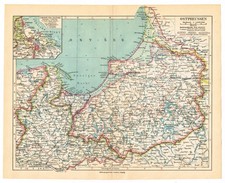 POLAND PRUSSIA GERMANY after WW1 Danzig  1926 Original Antique map picture