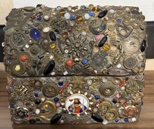 Antique Memory Ware “Jug” Box 1900s Victorian Folk Art German Americana Trinkets picture