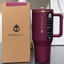 Authentic HydroJug Merlot Traveler Tumbler 32oz Handle Straw Cup w/ Box picture