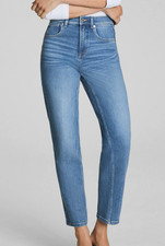 Spanx Authentic 90s Straight Leg Jeans Large Light Wash High Rise Stretch Size L picture