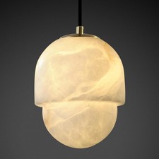 Natural Alabaster Pendant Lights Kitchen Island, Natural Marble Splicing Oval... picture