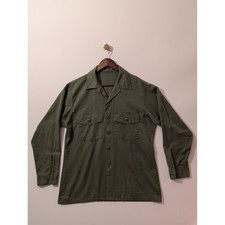 Vintage Military Utility Shirt Mens M Olive Green Good OG-107 Style Workwear picture