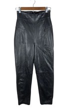 Vintage Michael Hoban North Beach Leather Pants Womens 5/6 Black High Waist USA picture