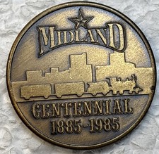 1985 Midland Texas Centennial Bronze Medal 38 mm, 26 grams, Centennial Plaza picture