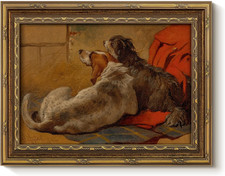 Gold Framed Vintage Dog Pet Portrait Canvas Wall Art, 8X10 Inch picture