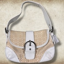 Coach 6818 Soho Mini Signature Flap White Canvas with Leather Shoulder Bag Purse picture