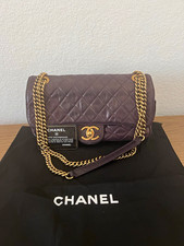 Chanel  Purple Plum CC Quilted Classic Flap Gold Metallic CF  picture