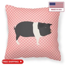 Caroline's Treasures BB7939PW1818 Hampshire Pig Pink Check Fabric Decorative Pil picture