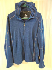 KÜHL Kashmira Mens Large Blue Fleece Full Zip Hooded Hoodie Logo Long Sleeve picture