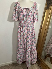 NWT BloomChic Pink Multicolor Floral Short Sleeve Midi Dress With Pockets picture