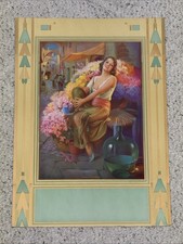 Original C 1930’s  Pretty Pin Up Art Print Gene Pressler Girl Flowers 21 X 15 picture
