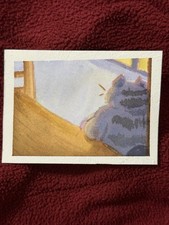 Cat ACEO Original, watercolor Painting, Ooak Signed By Artist picture