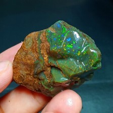 108 ct Ethiopian Welo Opal Rough – 38x31x21 mm Deep Green Fire Play Gemstone picture