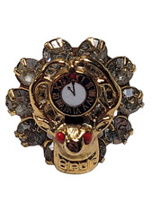 Vintage BPOE Elks Lodge Rhinestone Pin Fraternal Order Deer Head Clock Emblem picture