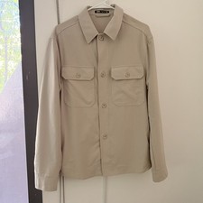 Zara Men's Beige Button-Front Overshirt Jacket Size Medium picture